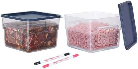 2 Pack 12 QT Commercial Food Storage Containers with Lids, BPA-Free Translucent Square Containers with Handles for Flour, Dough Rising, Rice and Bulk Ingredients by GATBO