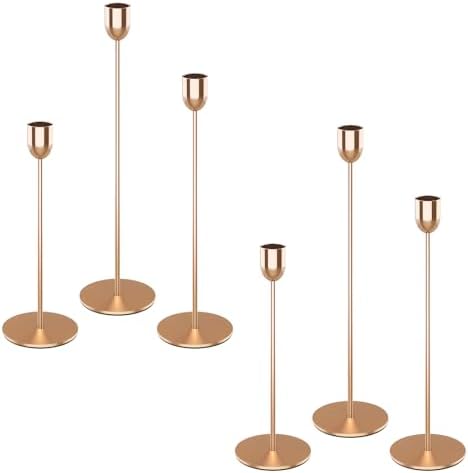 ChefBee 6PCS Gold Tall Taper & Pillar Candle Candlestick Holder by ChefBee