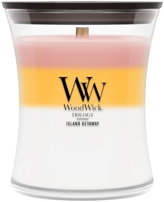 WoodWick Island Getaway Trilogy Tri-Scented Candle, Crackling Wick, 9.7oz by WoodWick
