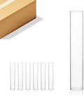 WGVI Hurricane Candle Holder Sleeve, Wide 2", Height 12", Clear Glass Cylinder Candleholder, Chimney Tube, Open Ended Candle Shade, 6 Pieces Bulk (VCH0212) by WGVInternational-OpusGlassware