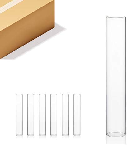 WGVI Hurricane Candle Holder Sleeve, Wide 2", Height 12", Clear Glass Cylinder Candleholder, Chimney Tube, Open Ended Candle Shade, 6 Pieces Bulk (VCH0212) by WGVInternational-OpusGlassware