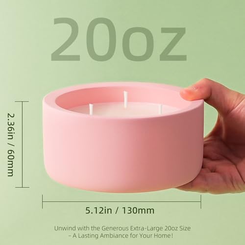 Viyffo 20oz Large Fall Scented Candle - Rose & Jasmine, 3 Wick Non Toxic Soy Candle, Ivory Pink Ceramic Jar, Luxury Home Fragrance, Elegant Room Décor & Premium Birthday Gift - Image 4