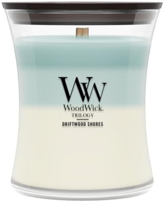 WoodWick Driftwood Shores Tri-Scented Candle, Crackling Wick, 9.7oz by WoodWick