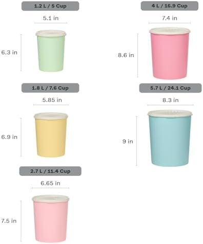 Tupperware Heritage 10-Piece Pastel Tall Canister Set (5 Containers+5 Lids) - Image 3