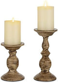 Sziqiqi Vintage Pillar Candle Holders Distressed Metal Candleholder Set by SZIQIQI