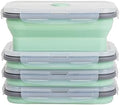 Collapsible Food Storage Containers with Lids & Vent, 27 oz, Kitchen Stacking Silicone Collapsible Meal Prep Container Set for Leftover, Microwave Freezer Dishwasher Safe, Mint Green, 4 Pack by Annaklin