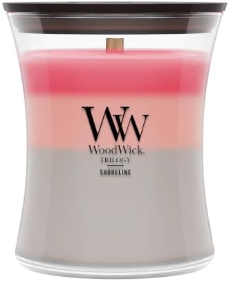 WoodWick Shoreline Trilogy Tri-Scented Candle, Crackling Wick, 9.7oz by WoodWick