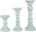 Mela Artisans Willow Mango Wood Candle Holders - Opal Blue, Set of 3 by MelaArtisans