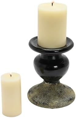 Creative Co-Op 2-Tone Sculptural Terracotta Pillar Candle Holder, Distressed Black - Image 5