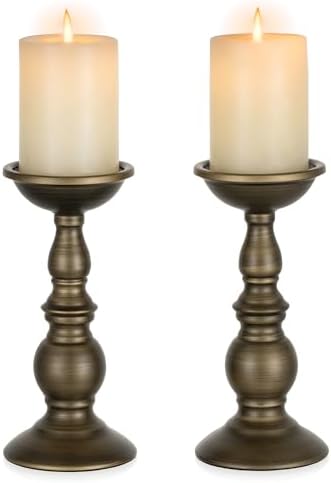 NUPTIO Bronze Candle Holder for Pillars: Table Centerpiece for 3" Candles by Nuptio
