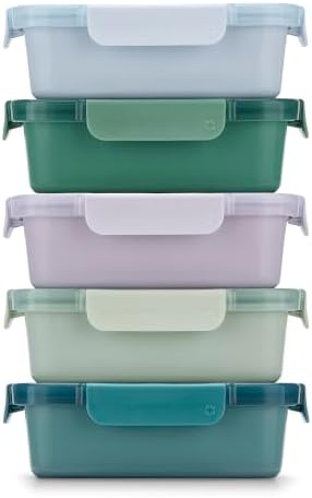 Ello Color Lock Ceramic-Coated 3.4 Cup Meal Prep Containers, 10 Pc, Blue by Ello