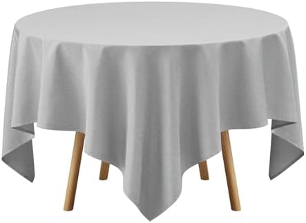 Decorelia Faux Linen Square Tablecloth for Dining Room,Waterproof Texture Decorative Farmhouse Rustic Table Cloth for Indoor Outdoor Party Holiday Banquet Picnics Patio 52 x 52 Inch (Square),Cool Grey - Image 2