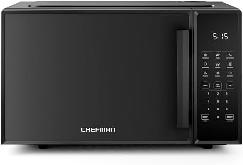 Chefman Countertop Microwave Oven 0.9 Cu. Ft., 900 Watts with 10 Power Levels, 6 Cooking Presets with One-Touch Express Cook, Eco Mode, Child Safety Lock, & Mute Button - Black by Chefman