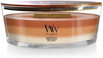WoodWick Pumpkin Gourmand Trilogy Holiday Candle Gifts for Women and Men, 16 oz Ellipse Trilogy Candle with Crackling Wick by WoodWick