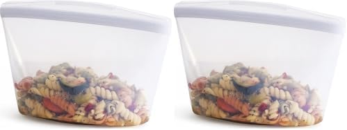Stasher Premium Reusable Silicone Bowls, 2-Pack, Clear, 4-Cup by Stasher