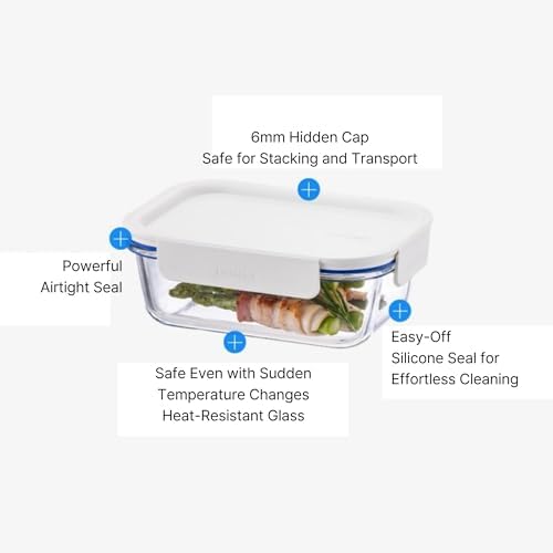LocknLock LNG428S4W The Clear Borosilicate Glass Food Storage Containers with Lids, 8-Piece Set for Kitchen, Lunch, Meal Prep, Leftovers, Leakproof, Freezer, Microwave, and Dishwasher Safe - Image 4