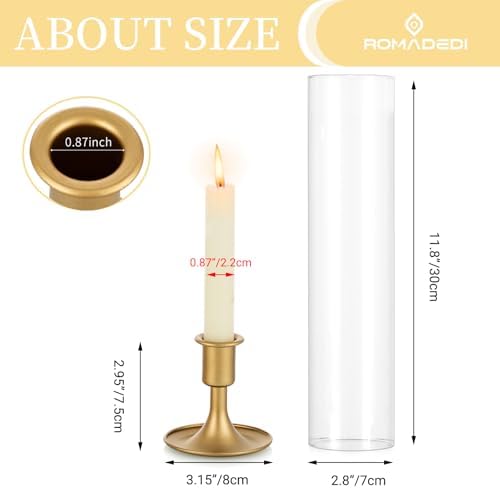 Romadedi Hurricane Candlestick Holders Gold, Taper Candle Holder, Pack of 2 - Image 5