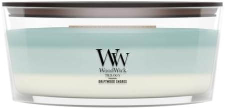 WoodWick Driftwood Shores Tri-Scented Candle, Crackling Wick, 16oz by WoodWick