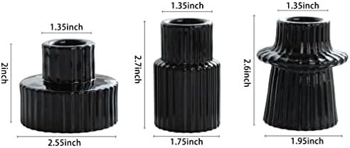 Vixdonos Taper Glass Candlestick Holders Tealight Candle Holders for Table Centerpieces, Wedding Decor and Dinner Party (3 Pcs, Black) - Image 2