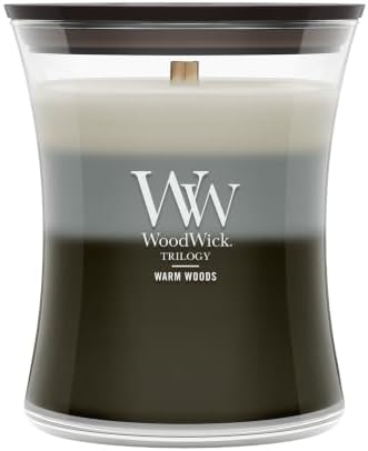 WoodWick Warm Woods Trilogy Tri-Scented Candle, Crackling Wick, 9.7oz by WoodWick