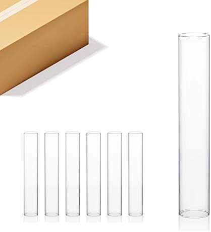 WGVI Hurricane Candle Holder Sleeve, Wide 3", Height 18", Clear Glass Cylinder Candleholder, Chimney Tube, Open Ended Candle Shade, 6 Pieces Bulk by WGVInternational-OpusGlassware