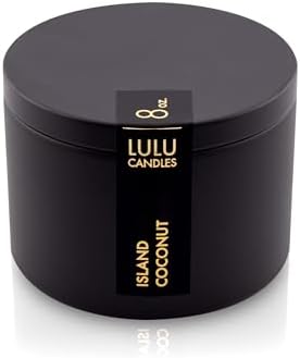 Lulu Candles | Island Coconut Scented Candle | Smells Like a Tropical Vacation | Luxury Scented Soy Tin Candle | Hand Poured in The USA | Highly Scented & Long Lasting (8 Oz. Tin) by LULUCANDLES