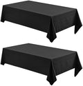 Veblandy 2 Pack Rectangle Tablecloth, 60x84 inch, Water Resistant Wrinkle Free Linen Textured Table Cloth Washable, Decorative Fabric Table Cover for Dining, Party and Camping, Black by Veblandy