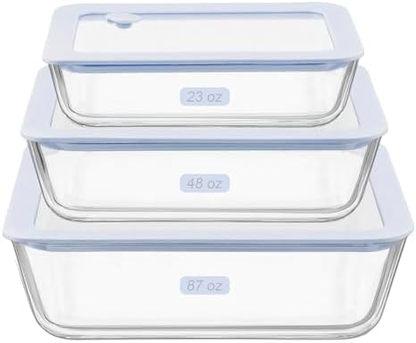 Urban Green Glass Food Container Set with Silicone Glass Lid, 3 Pack, Airtight, LeakProof, 100% Plastic Free, Meal Prep Food Storage Containers by LiveaLifeEasierandGreener