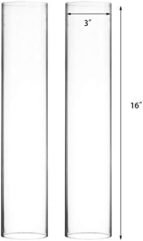 CYS EXCEL 2 PCS (H:16" D:3") Open Ended Glass Hurricane Candleholder Tube Shade | Multiple Size Choices Open Flame Candle Chimney Tube Cover | Bottomless Cylinder - Image 4
