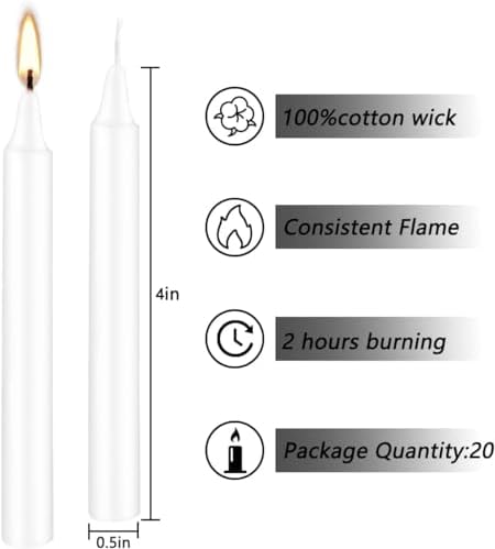 YOROXRG Set of 40 White Candles Mini Unscented Taper Candles for Christmas,Household, Wedding, Rituals, Prayer, Birthdays, Meditation, Altar,Party and Home Décor Candlesticks - 4 Inch Tall - Image 6