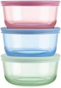 Pyrex Colors (3-Pack, Medium) Tinted Glass Food Storage Container Set, Blue by Pyrex