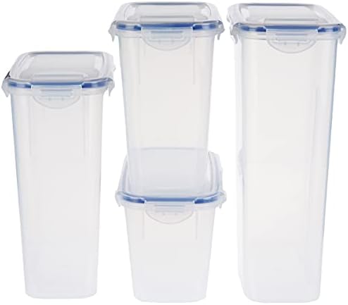 Lock & Lock Easy Essentials Food Storage Bin Set for Pasta, Flour, Sugar/Airtight Container Lids/BPA-Free/Dishwasher Safe, 8 Piece - Clear - Image 2