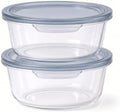 Glass Food Storage Containers with Lids — 4 Piece — 2 Containers + 2 Lids, 13.55 oz Each Glass, BPA-Free Leakproof Stackable Lids, Microwave, Oven & Dishwasher Safe — Ideal for Meal Prep, - Smoke Lid by DuraLiving