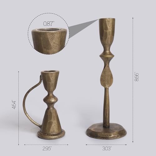 Antique Brass Cast Iron Candle Holders Set of 2 - Image 2