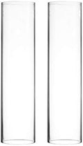 CYS EXCEL 2 PCS (H:18" D:4") Open Ended Glass Hurricane Candleholder Tube Shade | Open Flame Candle Chimney Tube Cover | Bottomless Cylinder by CYSEXCEL%C2%AE
