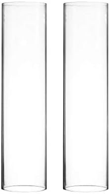CYS EXCEL 2 PCS (H:18" D:4") Open Ended Glass Hurricane Candleholder Tube Shade | Open Flame Candle Chimney Tube Cover | Bottomless Cylinder by CYSEXCEL%C2%AE