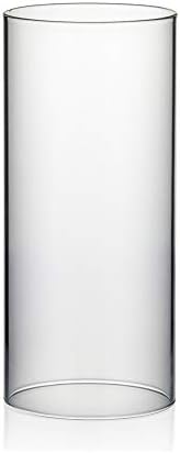 WGVI Hurricane Candle Holder Sleeve, Wide 3.5", Height 8", Clear Glass Cylinder Candleholder, Chimney Tube, Open Ended Candle Shade, 1 Piece by WGVInternational-OpusGlassware