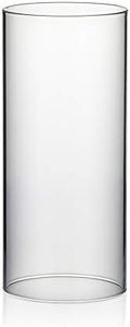 WGVI Hurricane Candle Holder Sleeve, Wide 3.5", Height 8", Clear Glass Cylinder Candleholder, Chimney Tube, Open Ended Candle Shade, 1 Piece by WGVInternational-OpusGlassware