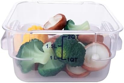 2 Pack RED Square Food Storage Container With Lid,Commercial Storage Box With Scale & Handle,Cake Making,Dough Marinating Meat,Kitchen Supplies (2 Quart) - Image 5