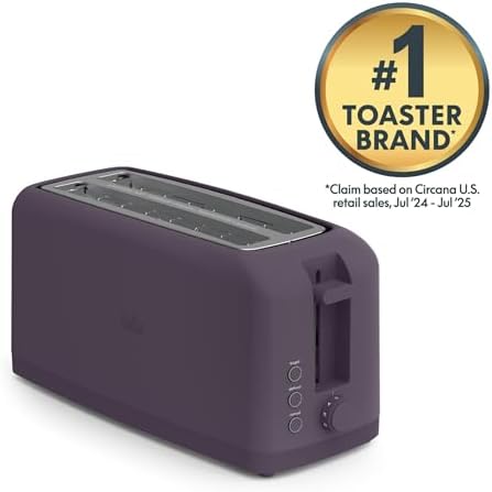bella Fits-Anywhere™ Slim Toaster, 4 Slice Extra Long & Wide Slot, Plum - Image 3