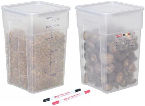 2 Pack 22 QT Commercial Airtight Food Storage Containers, BPA-Free Translucent Polypropylene, High-Capacity Bulk Ingredient Bin for Commercial Kitchens by GATBO