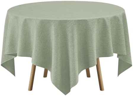 Decorelia Faux Linen Square Tablecloth for Dining Room,Waterproof Texture Decorative Farmhouse Rustic Table Cloth for Indoor Outdoor Party Holiday Banquet Picnics Patio,70x70 Inch (Square),Sage Green - Image 3