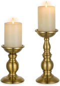 NUPTIO Gold Candle Holder for Table: Tall Brass Stand for 3" Pillars by Nuptio