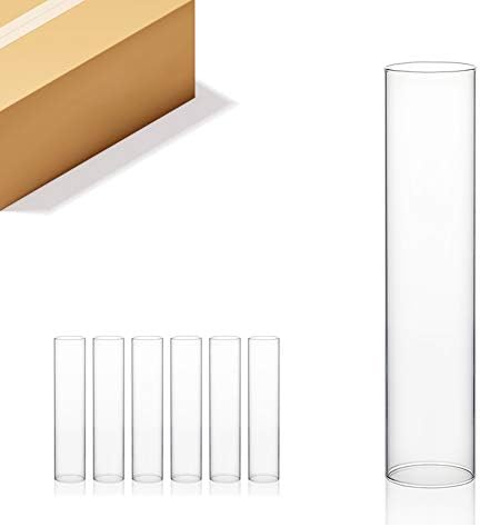 WGVI Hurricane Candle Holder Sleeve, Wide 3", Height 14", Clear Glass Cylinder Candleholder, Chimney Tube, Open Ended Candle Shade, 6 Pieces Bulk by WGVInternational-OpusGlassware