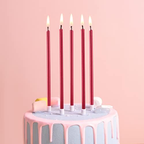 PHD CAKE 36-Count Red Long Thin Metallic Birthday Candles, Cake Candles, Birthday Parties, Wedding Decorations, Party Candles, Cake Decorations - Image 2