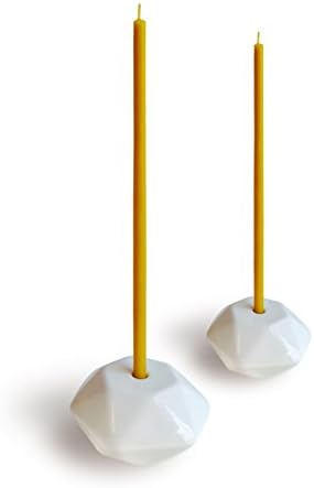 Set of 2 Small White Ceramic Candleholders for Votprof Slim Taper Candles, Durable, Modern Design - Image 5