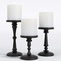 Candle Holders Set of 3 Matte Black, 6, 8,10" Tall Metal for Pillar Candles by HBDesignCo