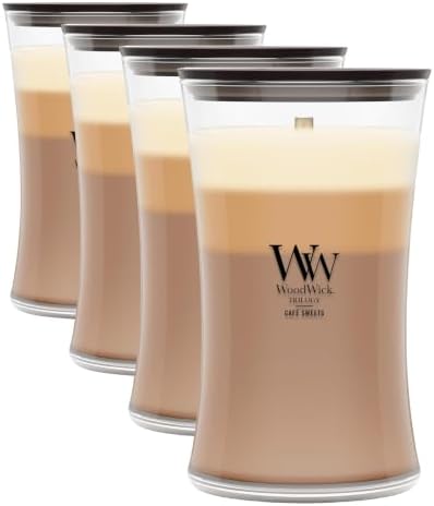 WoodWick Café Sweets Trilogy Tri-Scented Candle, Crackling Wick, 21.5oz (Pack of 4) by WoodWick