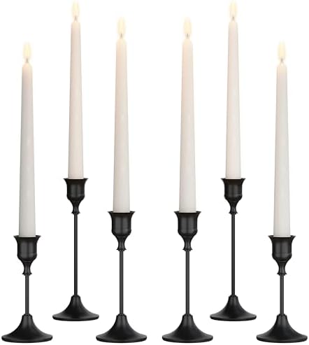 NLBTW Set of 6 Black Candle Holders for Taper, Vintage Candlestick Holder Decorative Metal Candle Sticks Home Decor Centerpieces for Table Mantel Festive Decorations - Image 4