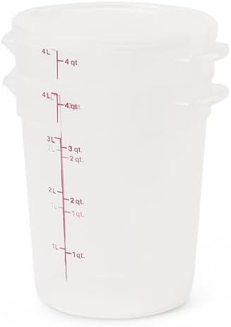 Cambro Food Storage Containers with Lids (BPA-Free) - 4 Quart - Food Grade Buckets with Lids (4 Pack) - For Dough Proofing and Brining (Translucent) - Image 2